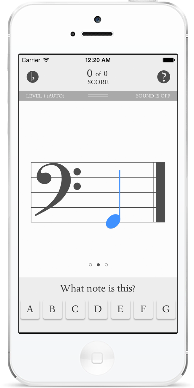 Music flashcards, G bass note